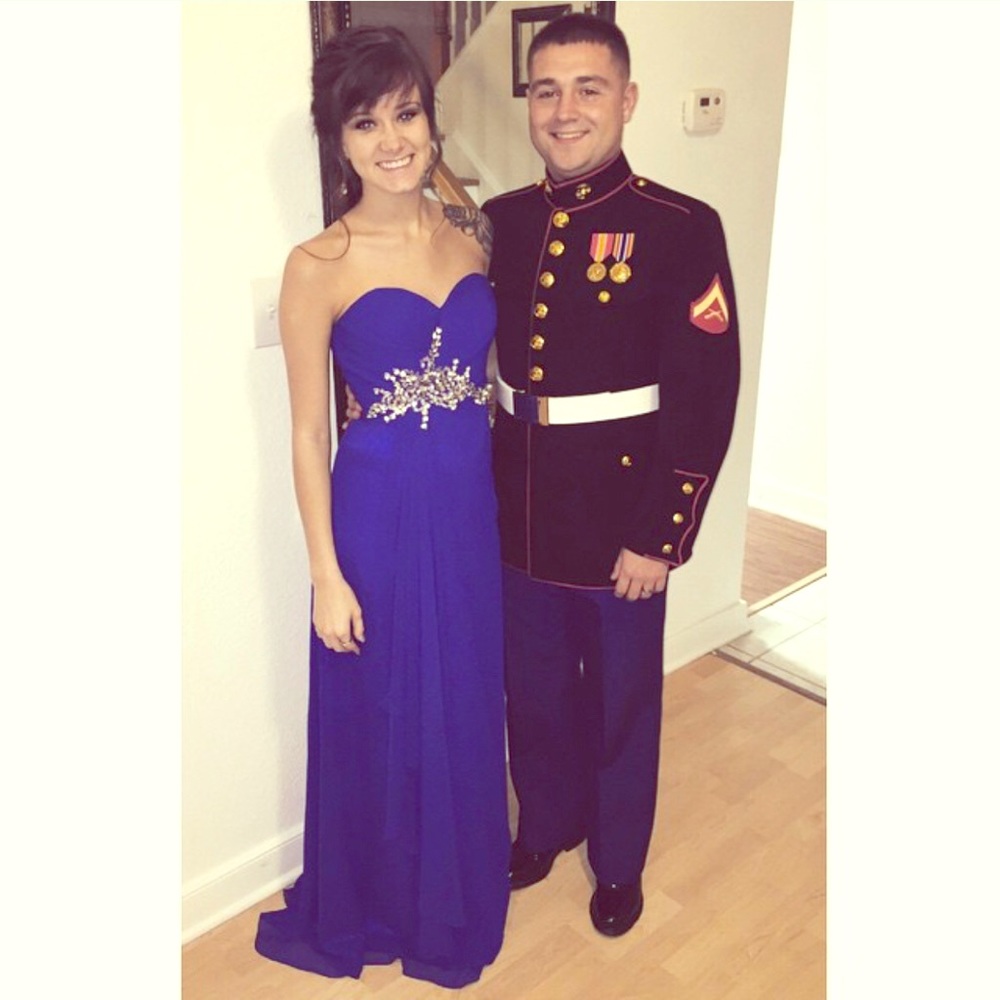 Blue Strapless Formal Dress